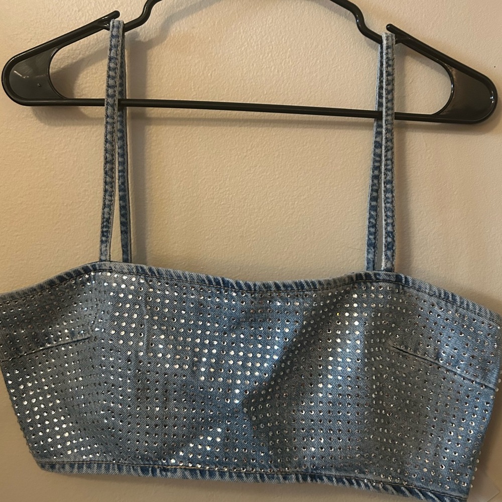 Rhinestone Crop sz M
